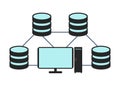 Database network icon. Flat Vector illustration on white background. Royalty Free Stock Photo