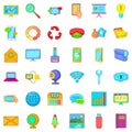 Database network icons set, cartoon style Royalty Free Stock Photo