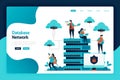 Database network landing page design. data network from cloud, server and hosting to data center. data protection and security Royalty Free Stock Photo