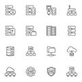 Database and network line icons set