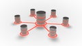 Database and networking concept, Database icons with red glow. Royalty Free Stock Photo