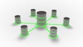 Database and networking concept, Database icons with green glow. Royalty Free Stock Photo