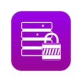 Database with padlock icon digital purple