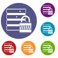 Database with padlock icons set Royalty Free Stock Photo