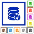 Database paste data flat framed icons Royalty Free Stock Photo