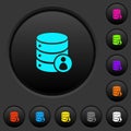 Database privileges dark push buttons with color icons Royalty Free Stock Photo