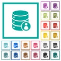 Database privileges flat color icons with quadrant frames Royalty Free Stock Photo