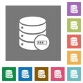 Database processing square flat icons Royalty Free Stock Photo
