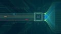 Database processing using AI chip computer algorithms and AI deep learning machines, big data visualization, information flow Royalty Free Stock Photo