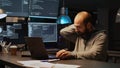 Database programer writing code and dealing with back pain