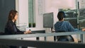 Database programer writing source code with coding language in it development