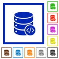 Database programming flat framed icons