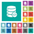 Database programming square flat multi colored icons