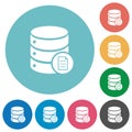 Database properties flat round icons