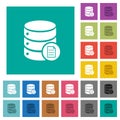 Database properties square flat multi colored icons