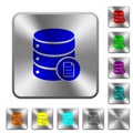 Database properties rounded square steel buttons