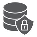 Database protection glyph icon, data and analytics Royalty Free Stock Photo