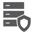 Database protection glyph icon, server and security, system sign, vector graphics, a solid pattern on a white background Royalty Free Stock Photo