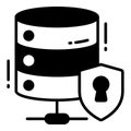 Database Protection and security vector icons set cyber computer network business data technology Royalty Free Stock Photo