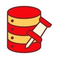 Database Push Pin Marker Icon in Flat Colored Style for Saved and Highlighted Data Royalty Free Stock Photo