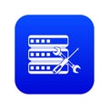 Database with screwdriver and spanner icon digital blue