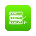 Database with screwdriver and spanner icon digital green