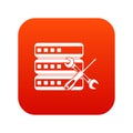 Database with screwdriver and spanner icon digital red