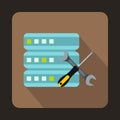 Database with screwdriver and spanner icon