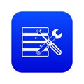 Database with screwdriverl and spanner icon digital blue