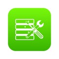 Database with screwdriverl and spanner icon digital green