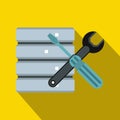 Database with screwdriverl and spanner icon