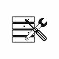 Database with screwdriverl and spanner icon