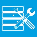 Database with screwdriverl and spanner icon white