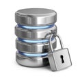 Database secure. Protect storage data. 3D icon Royalty Free Stock Photo