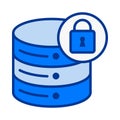 Database Secure Protection Icon in Flat Colored Style for Safe Private and Encrypted Data Royalty Free Stock Photo