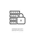 Database Security Icon: Server Rack with Padlock Royalty Free Stock Photo