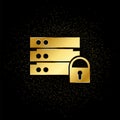 Database, server, clock gold icon