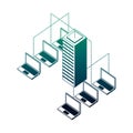 database server connection transfer data laptops network Royalty Free Stock Photo