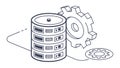 Database Server with Gears Technology Icon, vector design Generative AI Royalty Free Stock Photo
