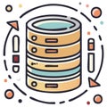 Database server icon for data synchronization processing and backup concept Royalty Free Stock Photo