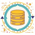 Database Server Icon Depicting Data Flow or Refresh Technology Concept Royalty Free Stock Photo