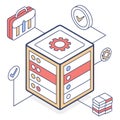 Database Server Illustration with Cloud Computing and Data Management Icons Royalty Free Stock Photo