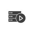 Database, server, play vector icon. Element of data for mobile concept and web apps illustration. Thin line icon for website Royalty Free Stock Photo