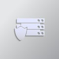 Database, server, shield paper style, icon. Paper style vector icon