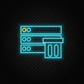 Database, server, storage. Blue neon vector icon. Transparent background Royalty Free Stock Photo