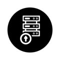 Database, server, upload icon. Rounded vector graphics Royalty Free Stock Photo