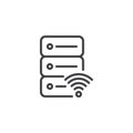 Database server with wifi signal line icon Royalty Free Stock Photo