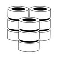 Database servers disks technlogy symbol in black and white Royalty Free Stock Photo