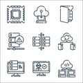 database and servers line icons. linear set. quality vector line set such as cloud computing, admin, server, file, data, warning,