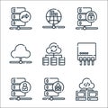 database and servers line icons. linear set. quality vector line set such as cloud computing, firewall, verified, switch, data, Royalty Free Stock Photo